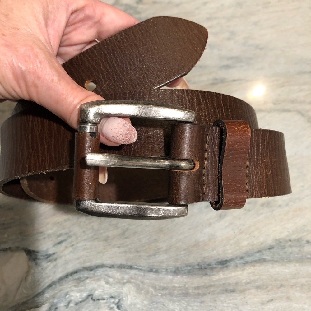 Like new Unbranded rugged organic leather belt silver buckle Mexico 36